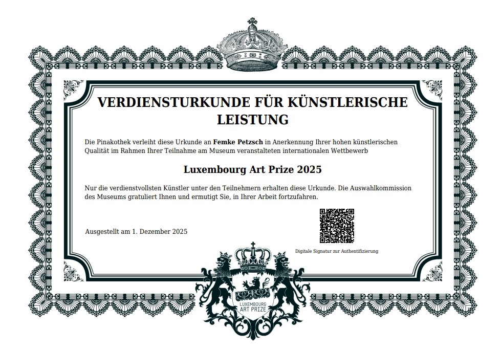 Verdiensturkunde für kuenstlerische Leistung, Luxembourg Art Prize 2025